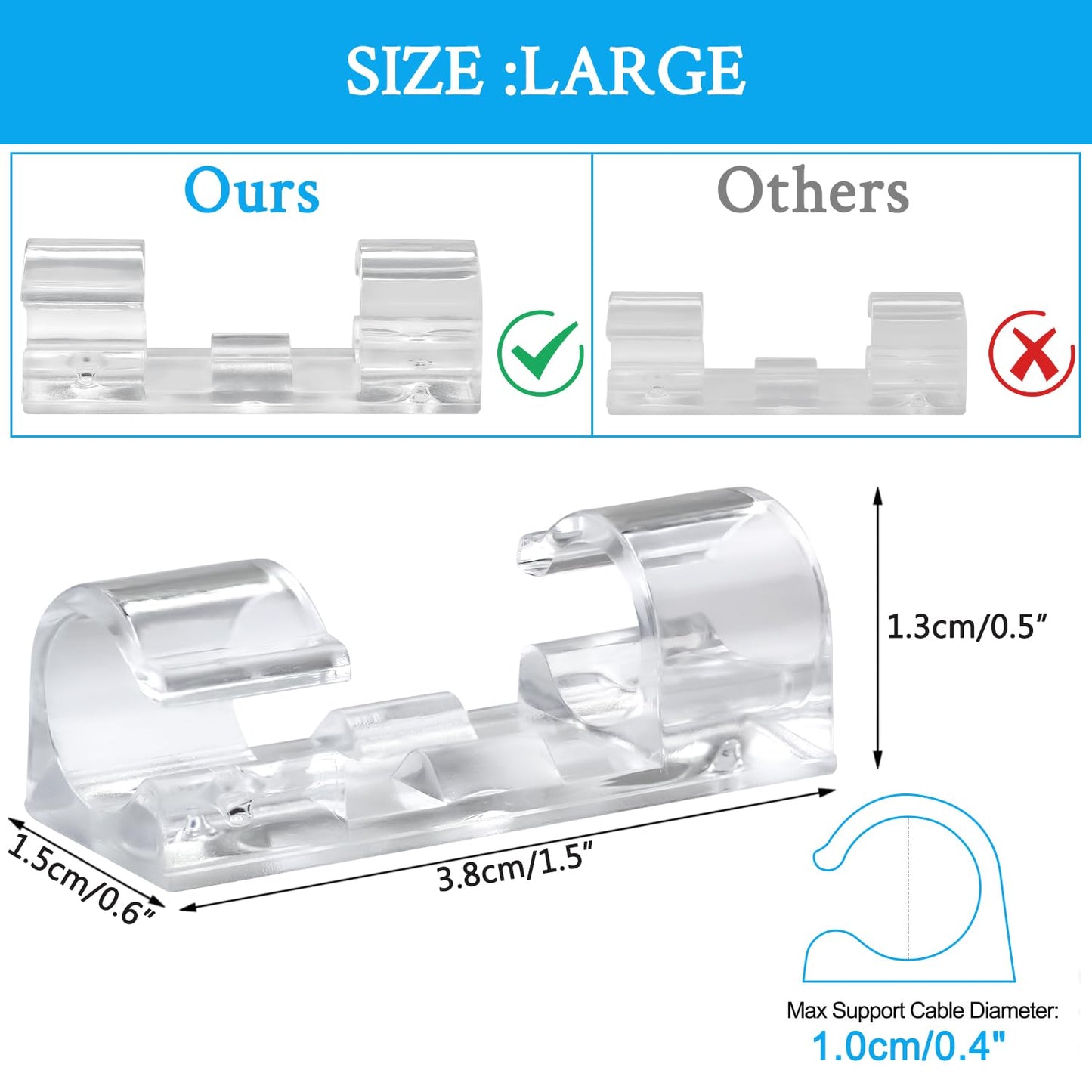 SOULWIT® 50Pcs Clips Organizador de Cables Autoadhesivo, Gestión de Cable Eléctrico, Clips de Cables para Cable de USB, TV, Cargador, Audio Mesa, Oficina, Casa (Transparente) – para oposiciones – Material de estudio – OpoMarket