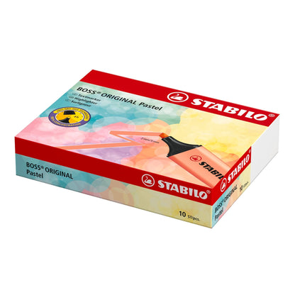 STABILO - Marcador - BOSS ORIGINAL Pastel - Paquete de 10 - Amarillo cremoso – para oposiciones – Material de estudio – OpoMarket