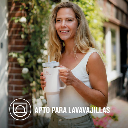 STANLEY Quencher H2.0 FlowState Tumbler 1.2L - Termo Conserva el Frío 11 Horas - Helada Durante 48 Horas - Botella Agua Acero Inoxidable - Taza Termica - Vaso Termico Sin BPA - Rose Quartz – para oposiciones – Material de estudio – OpoMarket