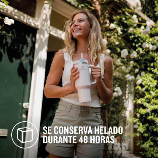 STANLEY Quencher H2.0 FlowState Tumbler 1.2L - Termo Conserva el Frío 11 Horas - Helada Durante 48 Horas - Botella Agua Acero Inoxidable - Taza Termica - Vaso Termico Sin BPA - Rose Quartz – para oposiciones – Material de estudio – OpoMarket