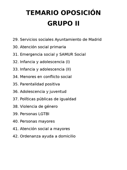 oposiciones trabajador social madrid temario