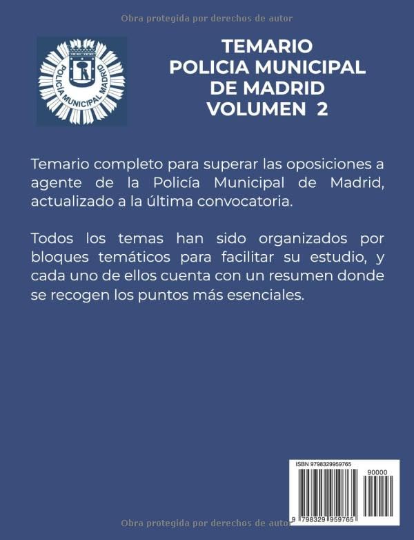 Temario Policía Municipal Madrid Volumen II actualizado 2025 - reverso