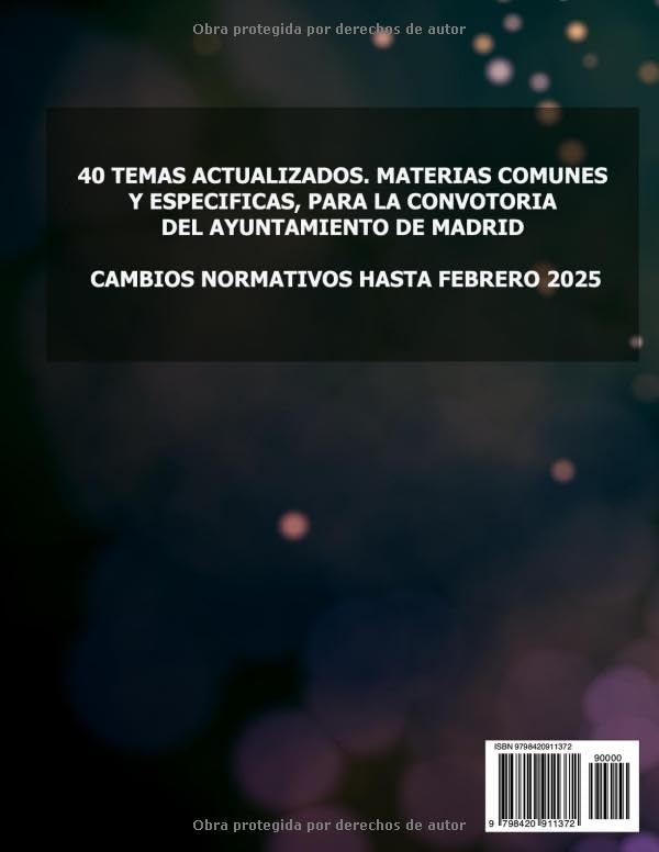 Temario Policía Municipal Madrid actualizado 2025 para opositores - reverso