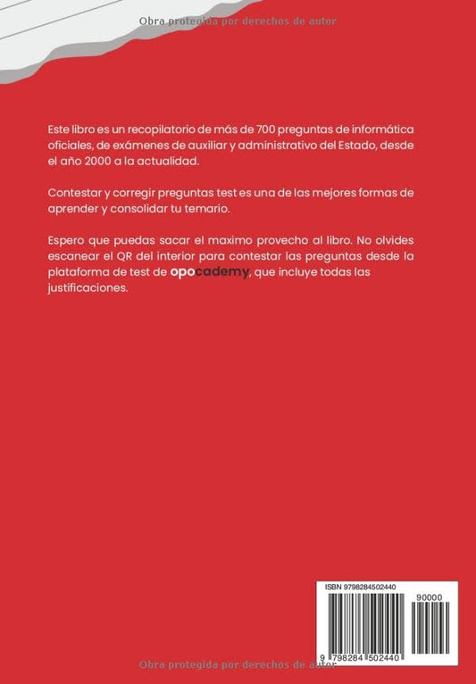 Test de informática para oposiciones: 738 preguntas oficiales de informática de las oposiciones de auxiliar y administrativo de la AGE – para oposiciones – Material de estudio – OpoMarket