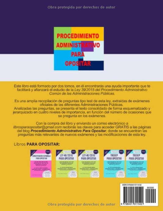 Portada del libro Test Ley 39 2015 para opositores, Tomo I actualizado a 2025