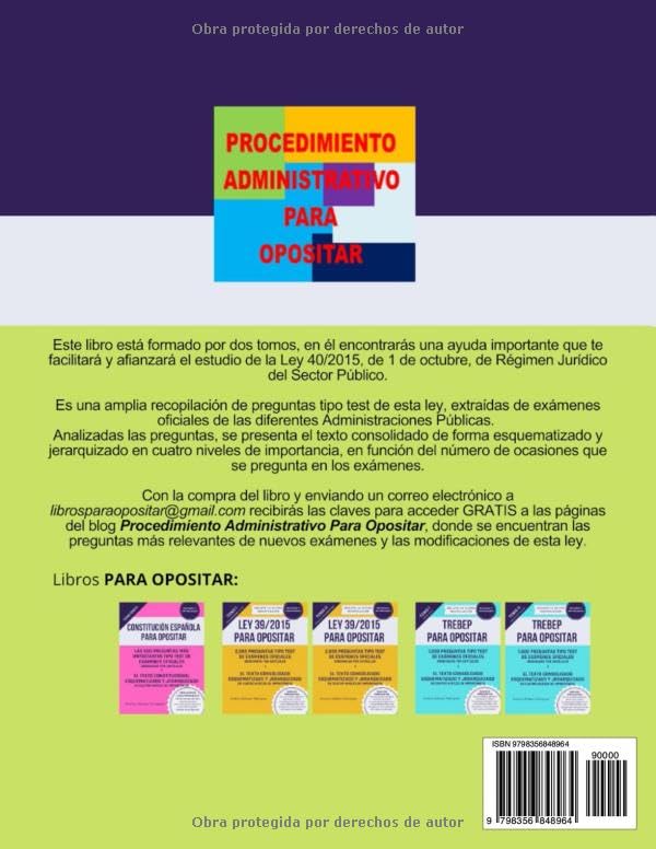 Test Ley 40 2015 para opositores Tomo II – Títulos I-III y disposiciones - reverso