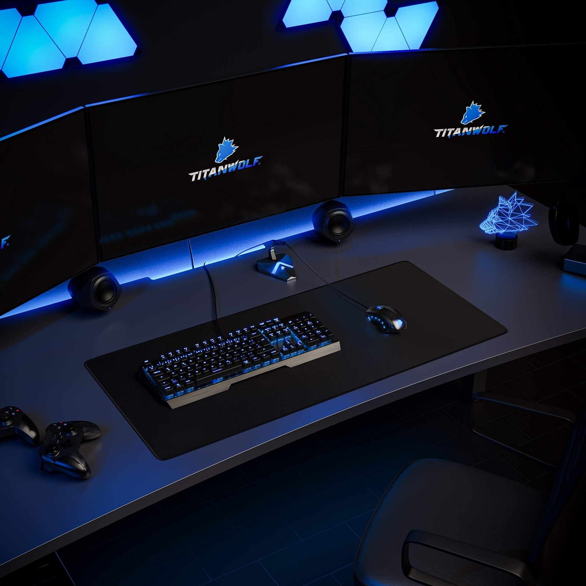 Titanwolf - Alfombrilla de ratón XXL para Juegos de Velocidad, Color Negro, 900 x 400 mm, Alfombrilla de ratón XXL, tamaño Grande, Mejora la precisión y la Velocidad, sujeción Estable en Superficies – para oposiciones – Material de estudio – OpoMarket
