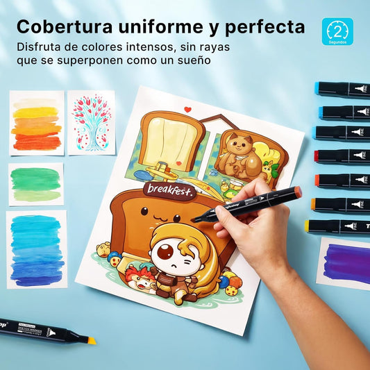 Rotuladores de colores Tongfushop 80 alcohol doble punta
