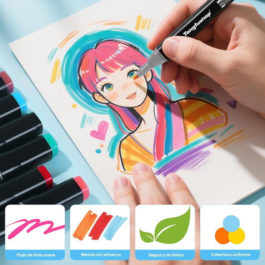 Rotuladores de colores con punta fina y punta de cincel