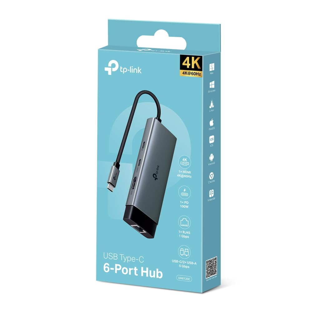 Hub USB TP-Link UH6120C con 6 puertos USB 3.0
