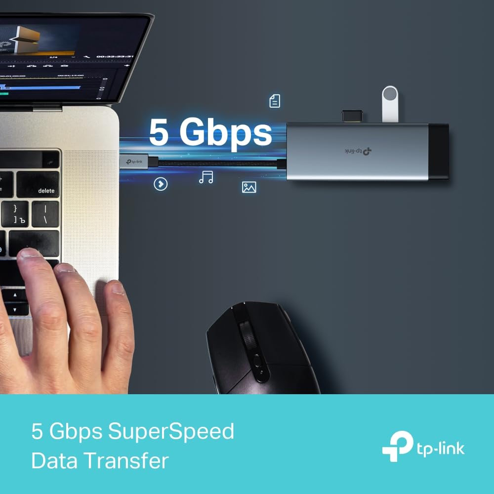 Hub USB TP-Link UH6120C vista frontal de puertos