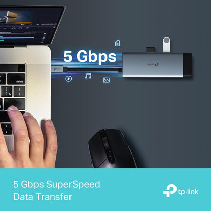 Hub USB TP-Link UH6120C vista frontal de puertos