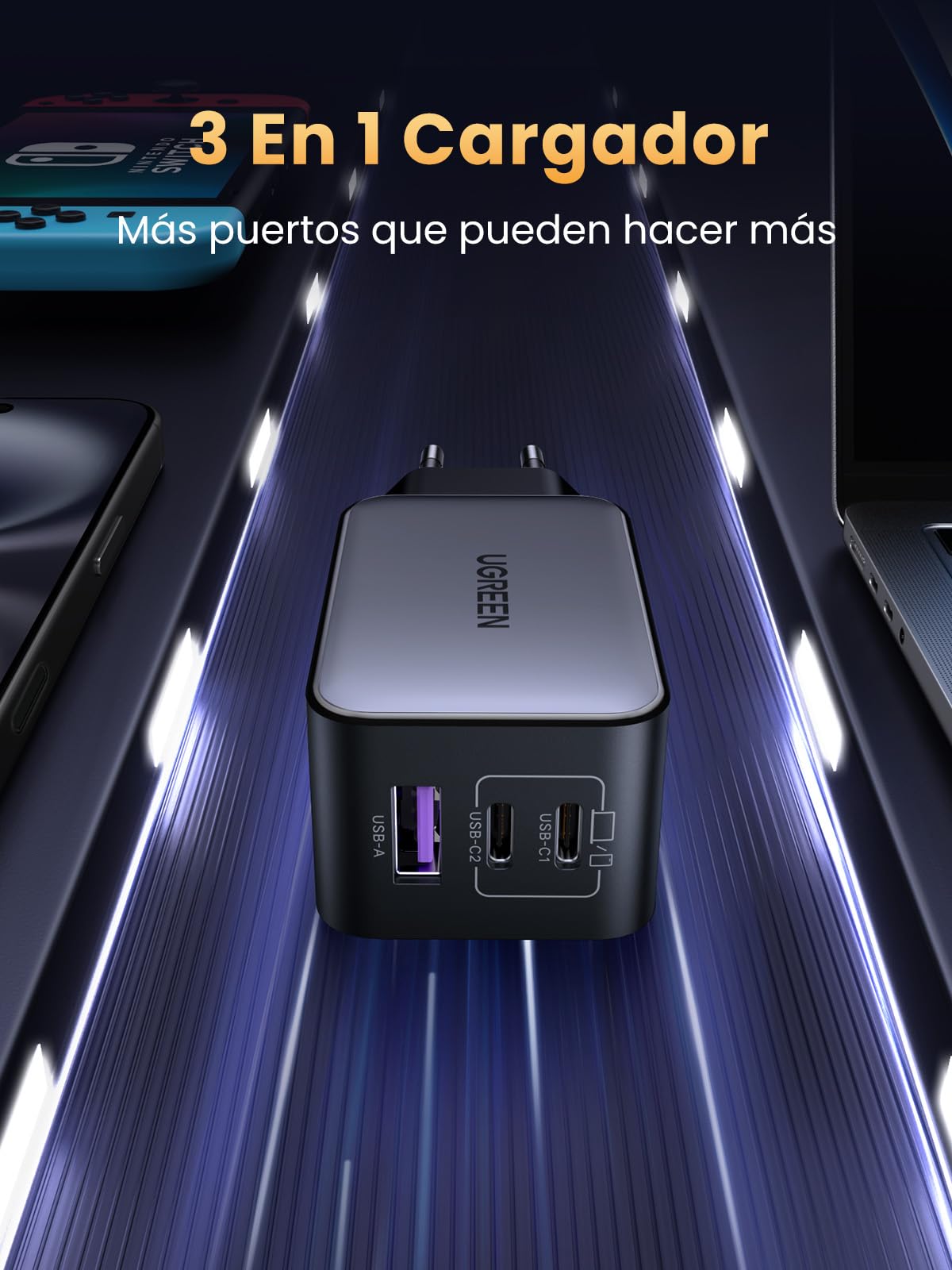 UGREEN Nexode Cargador USB C 65W, Carga Rápida con 3 Puertos, Compatible con MacBook Air, iPhone 17 Pro MAX Air/16/15/14, iPad, Samsung Galaxy S25/S25+/S25 Ultra/S24/S23/S22 y Google Pixel 7 Pro – para oposiciones – Material de estudio – OpoMarket