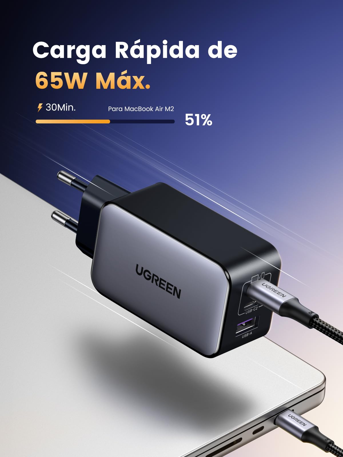 UGREEN Nexode Cargador USB C 65W, Carga Rápida con 3 Puertos, Compatible con MacBook Air, iPhone 17 Pro MAX Air/16/15/14, iPad, Samsung Galaxy S25/S25+/S25 Ultra/S24/S23/S22 y Google Pixel 7 Pro – para oposiciones – Material de estudio – OpoMarket