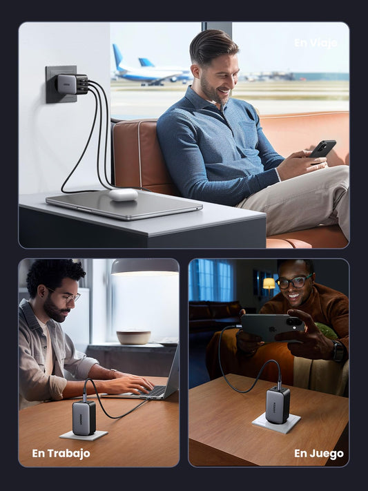 UGREEN Nexode Cargador USB C 65W, Carga Rápida con 3 Puertos, Compatible con MacBook Air, iPhone 17 Pro MAX Air/16/15/14, iPad, Samsung Galaxy S25/S25+/S25 Ultra/S24/S23/S22 y Google Pixel 7 Pro – para oposiciones – Material de estudio – OpoMarket