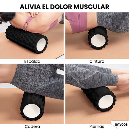 unycos - Rodillo para Masajes Musculares【33x14 cm】Resiste 130 kg | Cilindro de Espuma Dura para Fitness, Terapia con Foam Roller | Herramienta de Automasaje para Recuperación y Flexibilidad (Negro) – para oposiciones – Material de estudio – OpoMarket