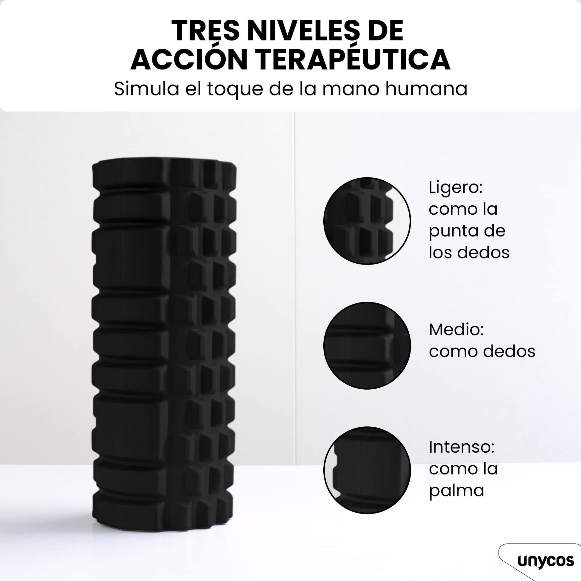 unycos - Rodillo para Masajes Musculares【33x14 cm】Resiste 130 kg | Cilindro de Espuma Dura para Fitness, Terapia con Foam Roller | Herramienta de Automasaje para Recuperación y Flexibilidad (Negro) – para oposiciones – Material de estudio – OpoMarket