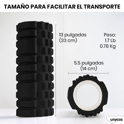 unycos - Rodillo para Masajes Musculares【33x14 cm】Resiste 130 kg | Cilindro de Espuma Dura para Fitness, Terapia con Foam Roller | Herramienta de Automasaje para Recuperación y Flexibilidad (Negro) – para oposiciones – Material de estudio – OpoMarket