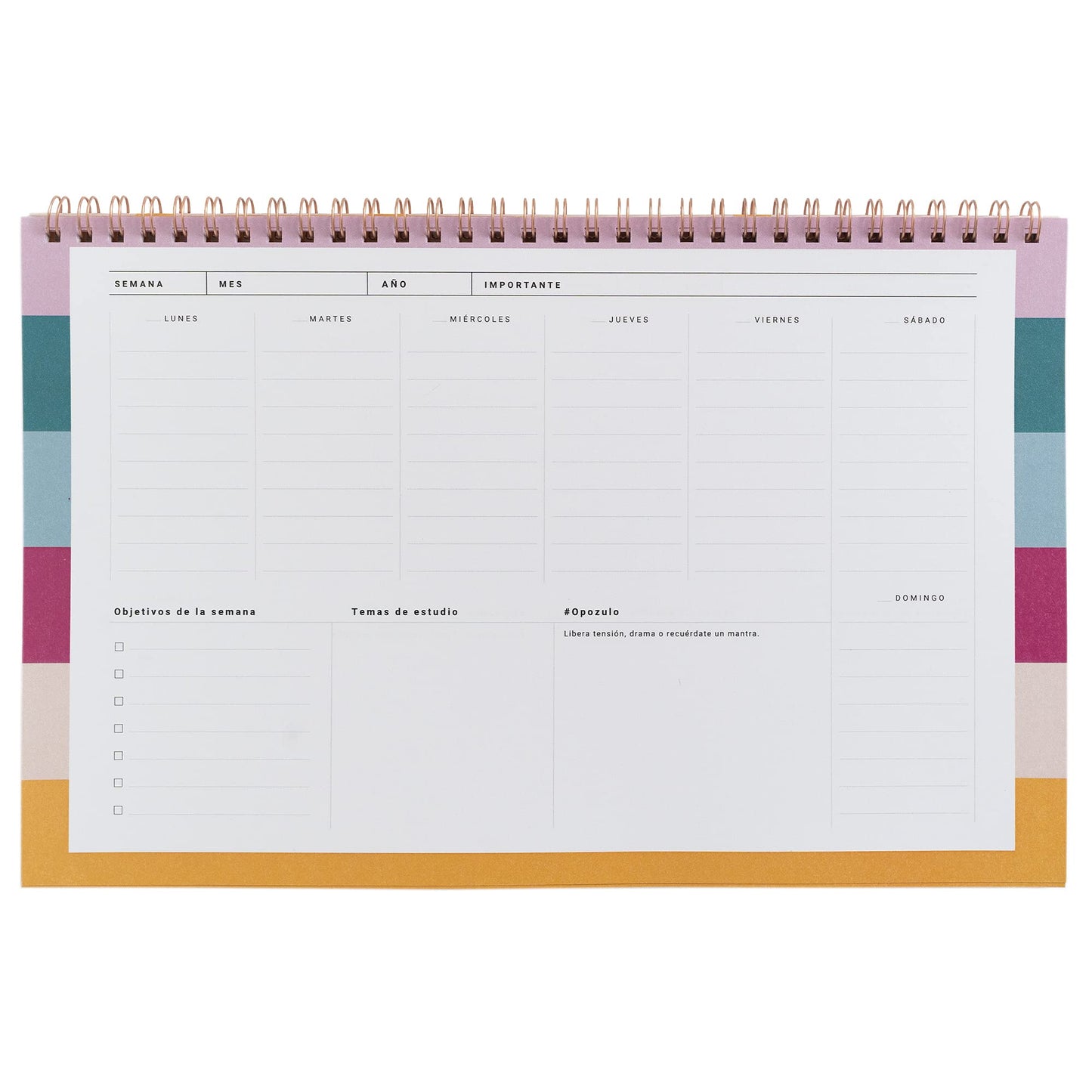 organizador opositor planificador semanal sin fechas UO