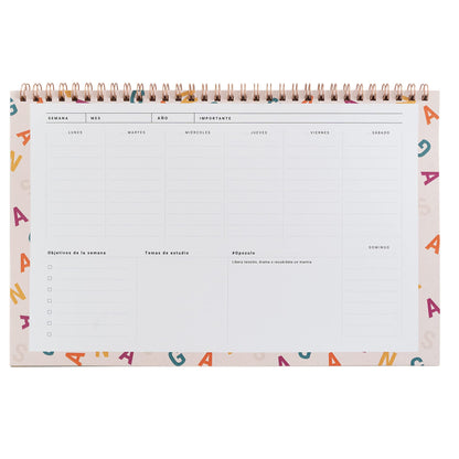 organizador opositor planificador semanal sin fechas UO