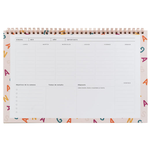 organizador opositor planificador semanal sin fechas UO