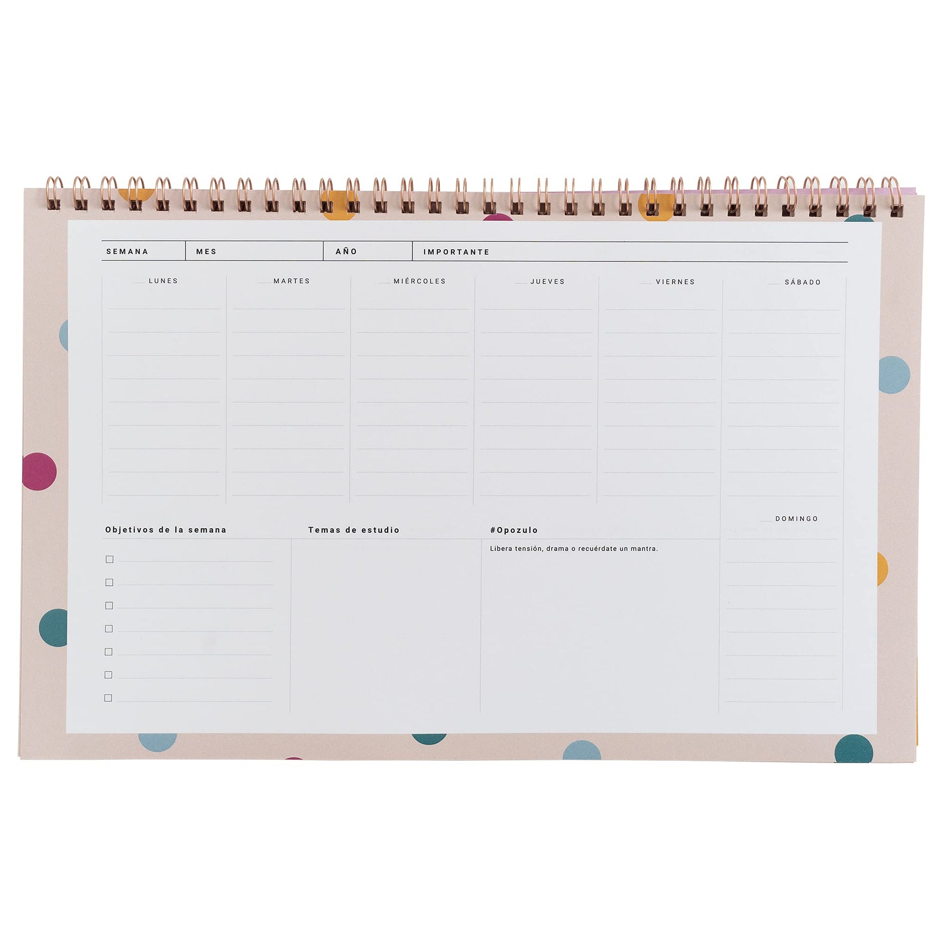 organizador opositor planificador semanal sin fechas UO