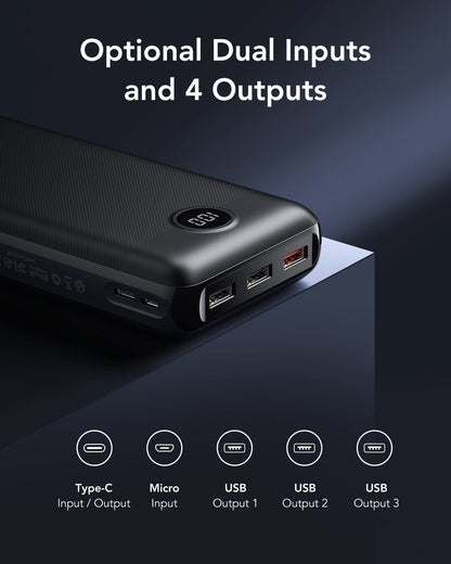 VEGER Power Bank,30000mAh Bateria Externa con Pantalla LED Bateria Portatil USB C Carga rapida PD 20W QC 3.0 con 2 Entradas y 4 Salidas Compatible con iPhone, Samsung, Huawei, Tableta y más. – para oposiciones – Material de estudio – OpoMarket
