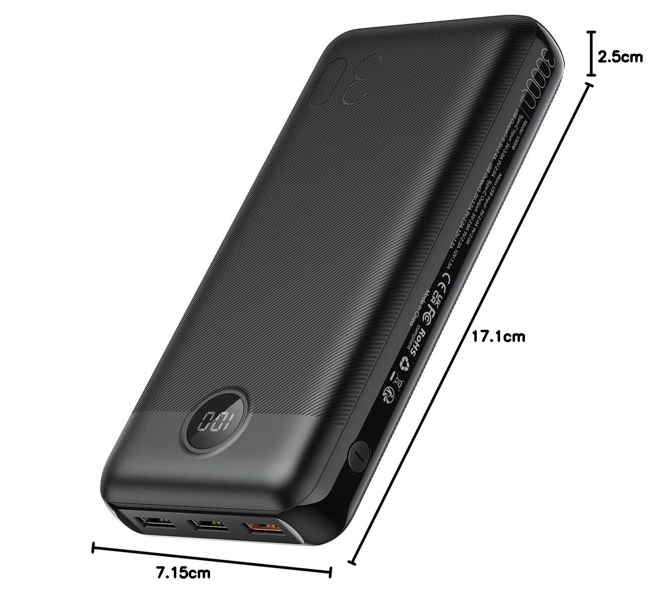 VEGER Power Bank,30000mAh Bateria Externa con Pantalla LED Bateria Portatil USB C Carga rapida PD 20W QC 3.0 con 2 Entradas y 4 Salidas Compatible con iPhone, Samsung, Huawei, Tableta y más. – para oposiciones – Material de estudio – OpoMarket