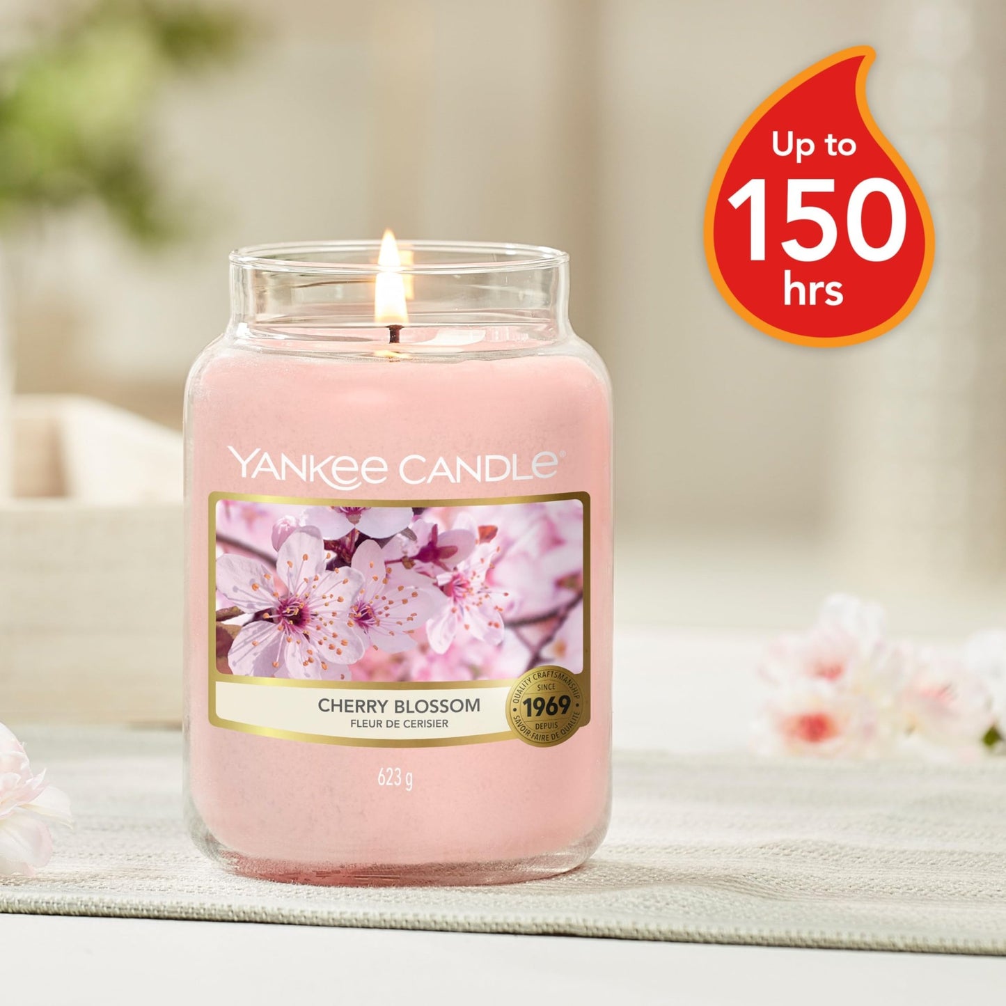 Vela aromática Yankee Candle | Cherry Blossom vela en tarro grande | Velas de larga duración: hasta 150 h | Regalos perfectos para mujeres – para oposiciones – Material de estudio – OpoMarket