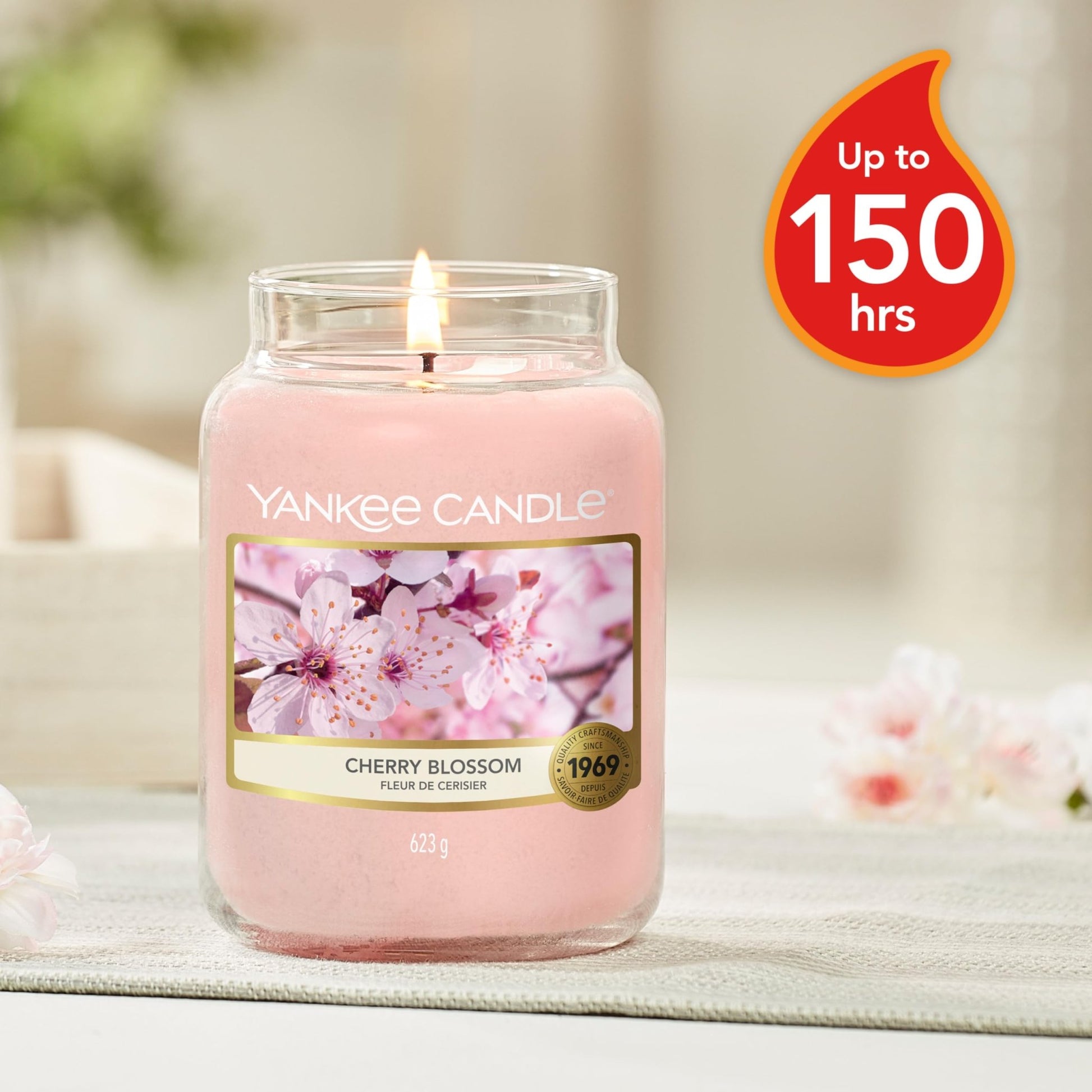 Vela aromática Yankee Candle | Cherry Blossom vela en tarro grande | Velas de larga duración: hasta 150 h | Regalos perfectos para mujeres – para oposiciones – Material de estudio – OpoMarket