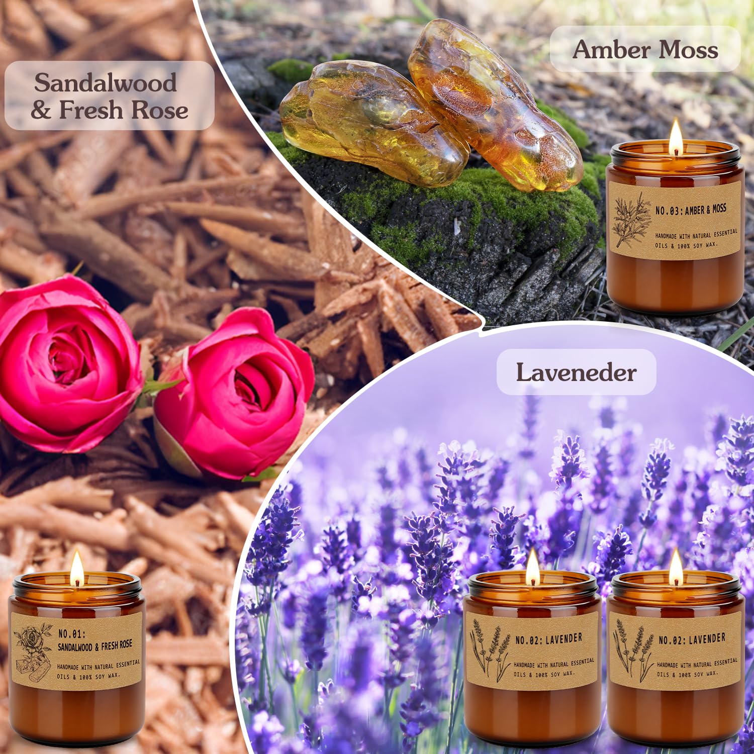 Velas Perfumadas de Regalo, 4 Piezas 200g Velas Grandes Aromática Decorativas, Cera de Soja Natural, 200 Horas de Quema, Velas Perfumadas Set Regalo para Mujeres, Valentín, Festivales, Bodas, Navidad – para oposiciones – Material de estudio – OpoMarket