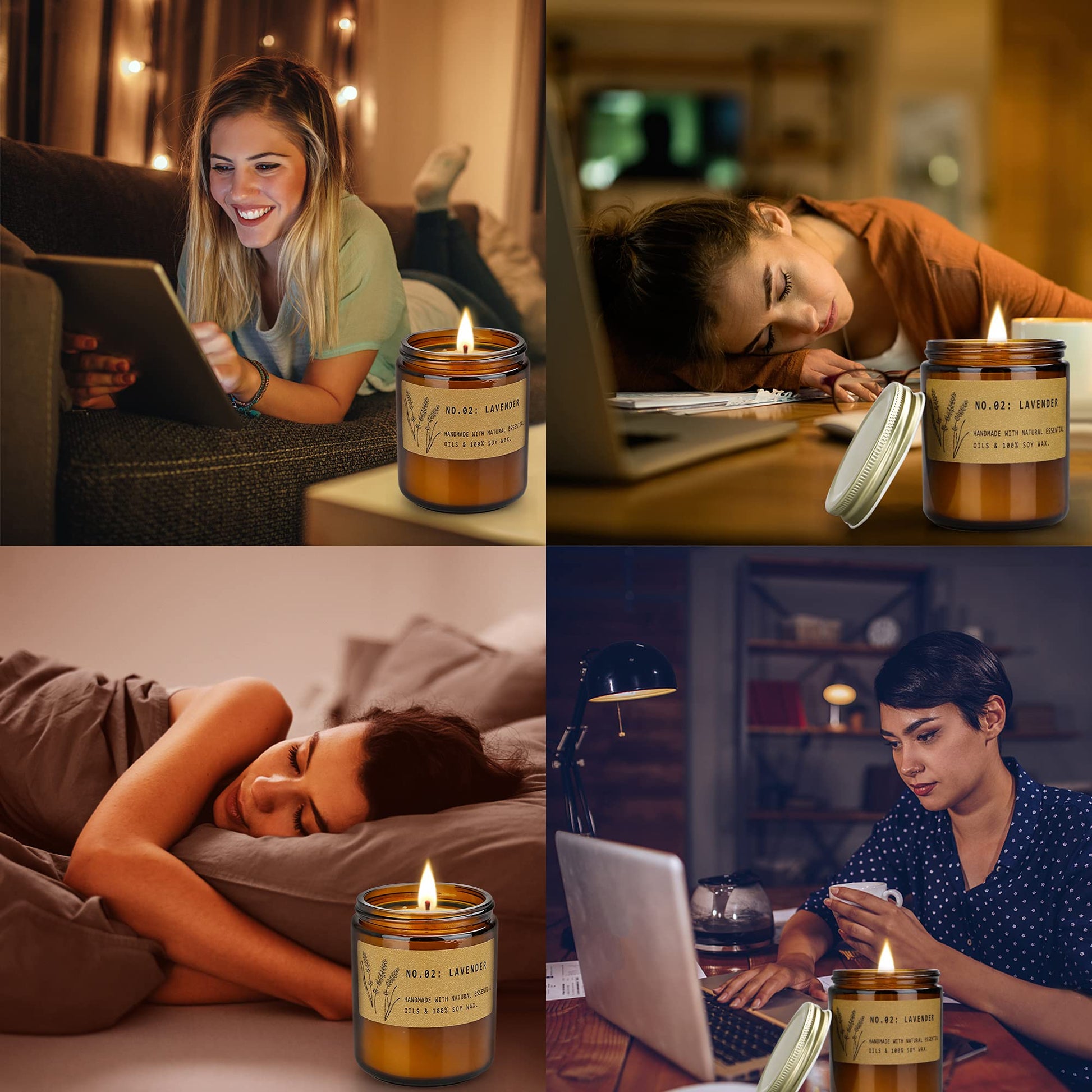 Velas Perfumadas de Regalo, 4 Piezas 200g Velas Grandes Aromática Decorativas, Cera de Soja Natural, 200 Horas de Quema, Velas Perfumadas Set Regalo para Mujeres, Valentín, Festivales, Bodas, Navidad – para oposiciones – Material de estudio – OpoMarket