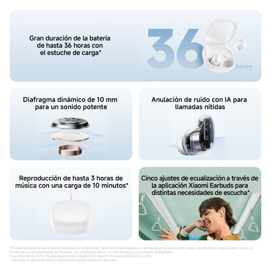 XIAOMI Redmi Buds 6 Play - Auriculares inalámbricos, cancelación de Ruido, Ligeros, hasta 36 Horas de autonomía, Bluetooth 5.4, Negro (Versión ES) – Electrónica para oposiciones – Material de estudio – OpoMarket