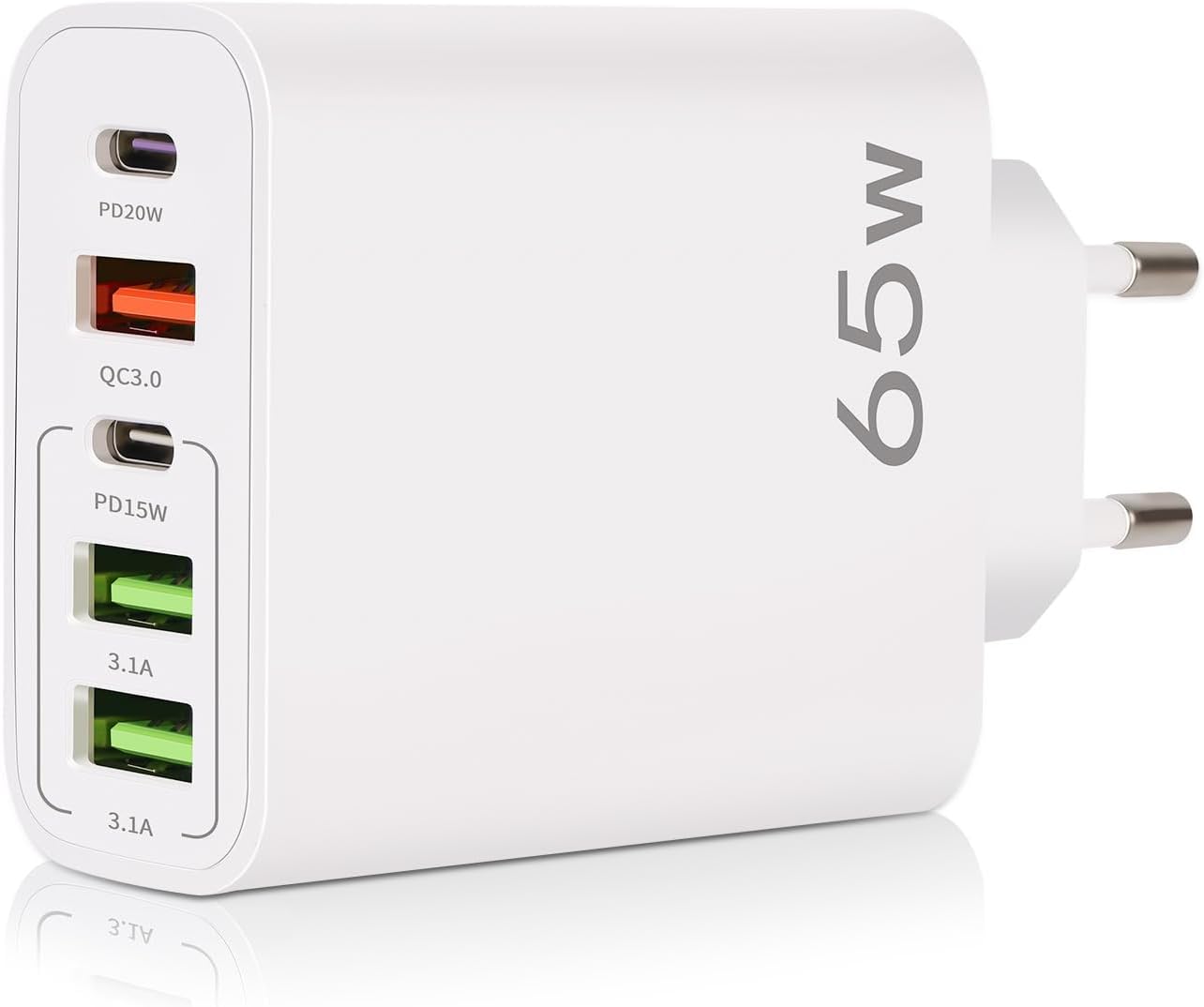 YIIFELL Cargador USB C, 65 W, 5 Puertos, Cargador USBC con Cargador rápido Inteligente QC 3.0, Adaptador de alimentación USB para iPhone 15, 14, 13, 12, 11 Pro MAX SE 2020 XS XR 8 7, Samsung – para oposiciones – Material de estudio – OpoMarket