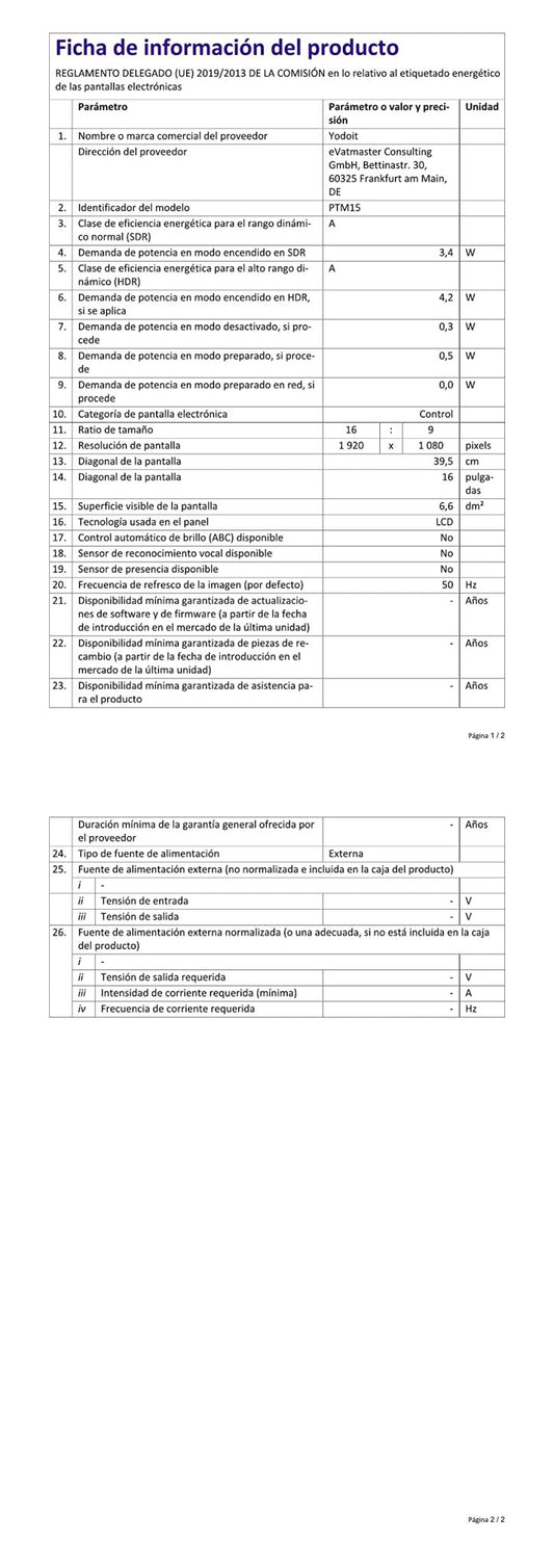 Yodoit Monitor Portátil Pantalla Portatil de 15,6 Pulgadas IPS 1080P FHD 100% sRGB USB Type - C de Computadora, Juego HDR con HDMI/USB C para MacBook PC Xbox PS4/5 Nintendo Switch Teléfono – Ordenador personal para oposiciones – Material de estudio – OpoMarket