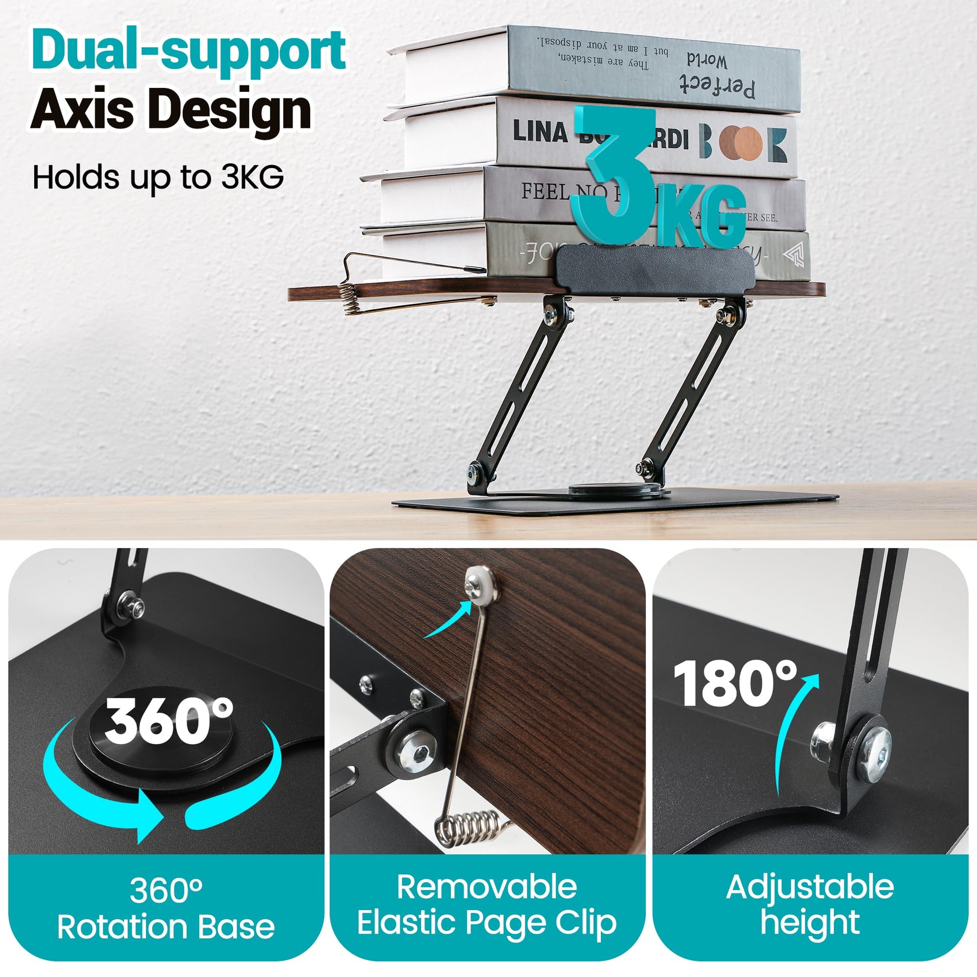 atril para libros plegable sobre escritorio de estudio