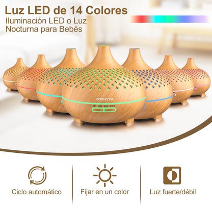 ZOVHYYA 500ML Difusor de Aroma Máquina de Aromaterapia con 14 LED Difusor de Humidificadores Control Remoto 4 Temporizador 2 Patrones de Pulverización – para oposiciones – Material de estudio – OpoMarket