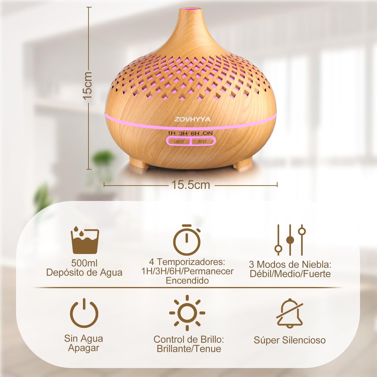 ZOVHYYA 500ML Difusor de Aroma Máquina de Aromaterapia con 14 LED Difusor de Humidificadores Control Remoto 4 Temporizador 2 Patrones de Pulverización – para oposiciones – Material de estudio – OpoMarket