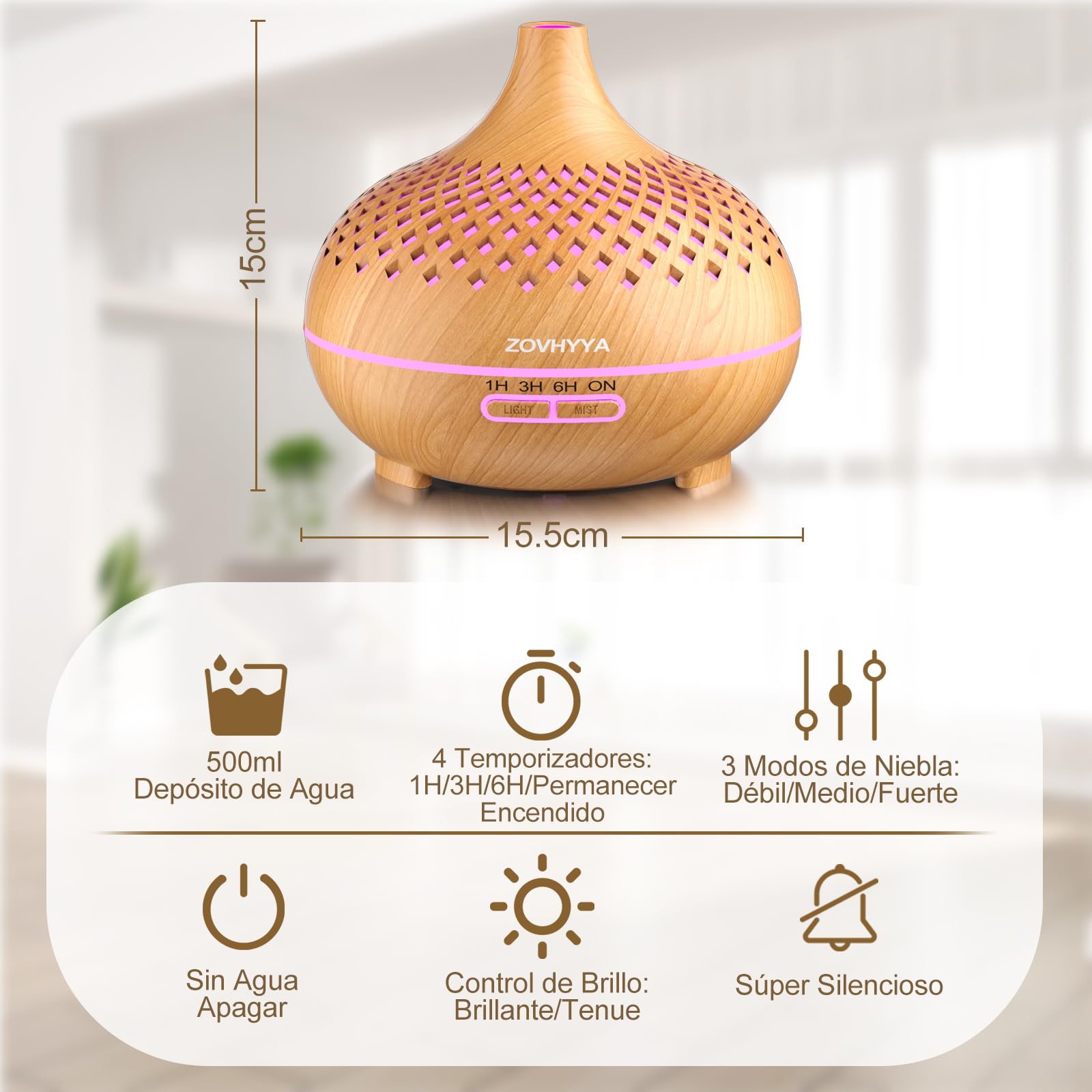 ZOVHYYA 500ML Difusor de Aroma Máquina de Aromaterapia con 14 LED Difusor de Humidificadores Control Remoto 4 Temporizador 2 Patrones de Pulverización – para oposiciones – Material de estudio – OpoMarket