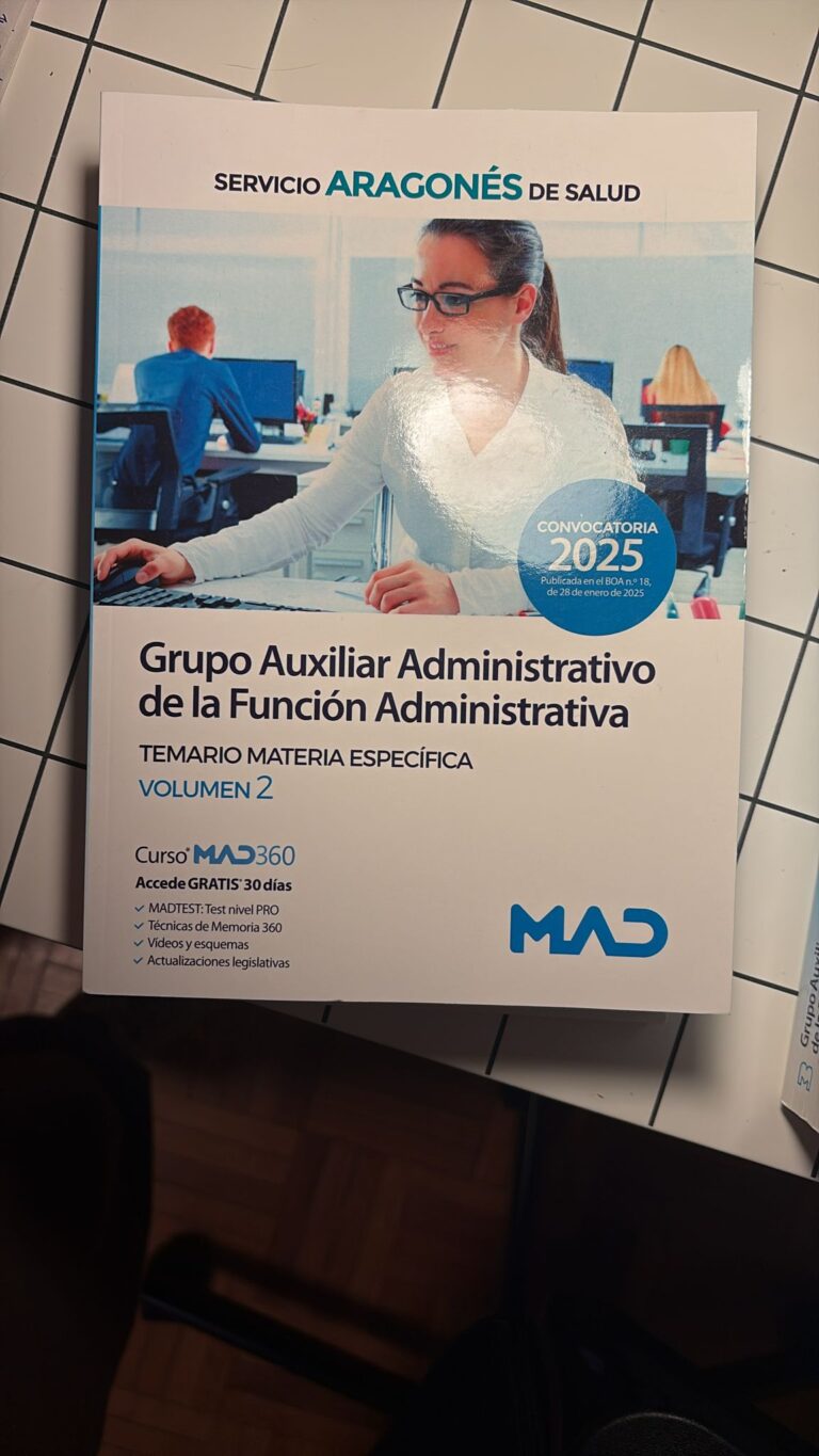 Libro de Tests Temario Específico Auxiliar Administrativo Servicio Aragonés de Salud 2025 segunda mano