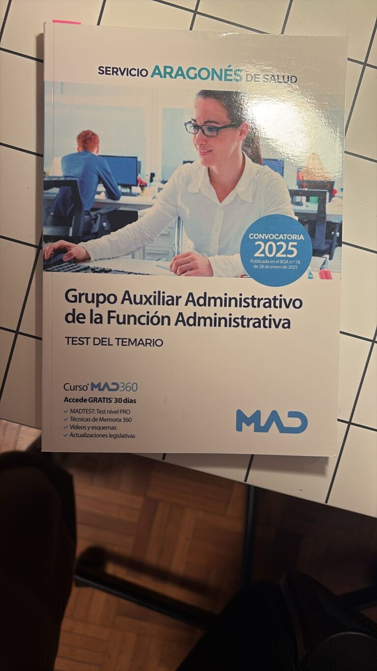 Libro de Tests Temario Común Auxiliar Administrativo SALUD Aragón 2025 segunda mano