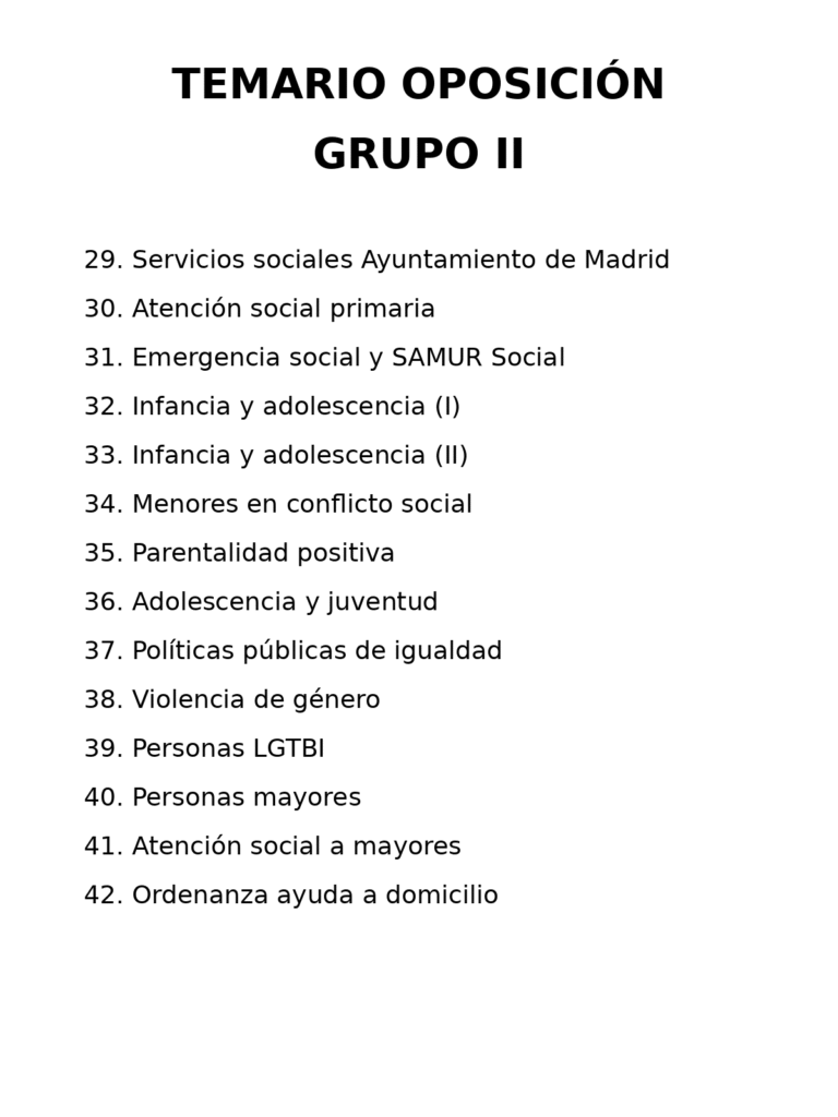 oposiciones trabajador social madrid temario